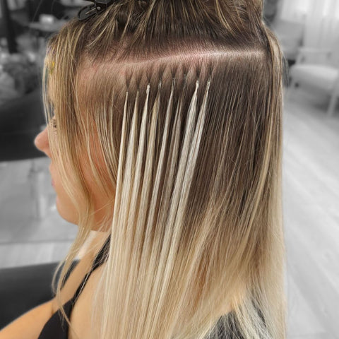 Weft hair extension application image – expert tools for secure and durable results