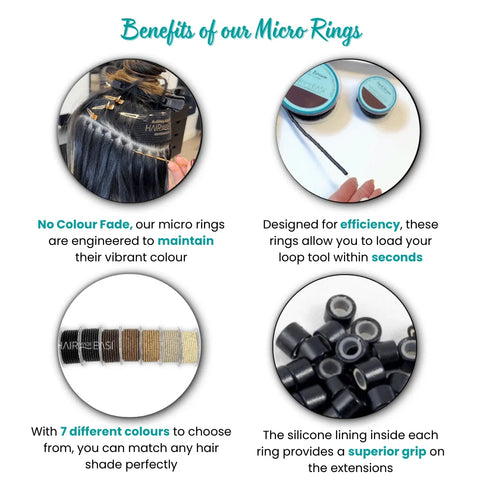 Silicone Lined Pre - Loaded Micro Rings (1000) - Hair Made Easi